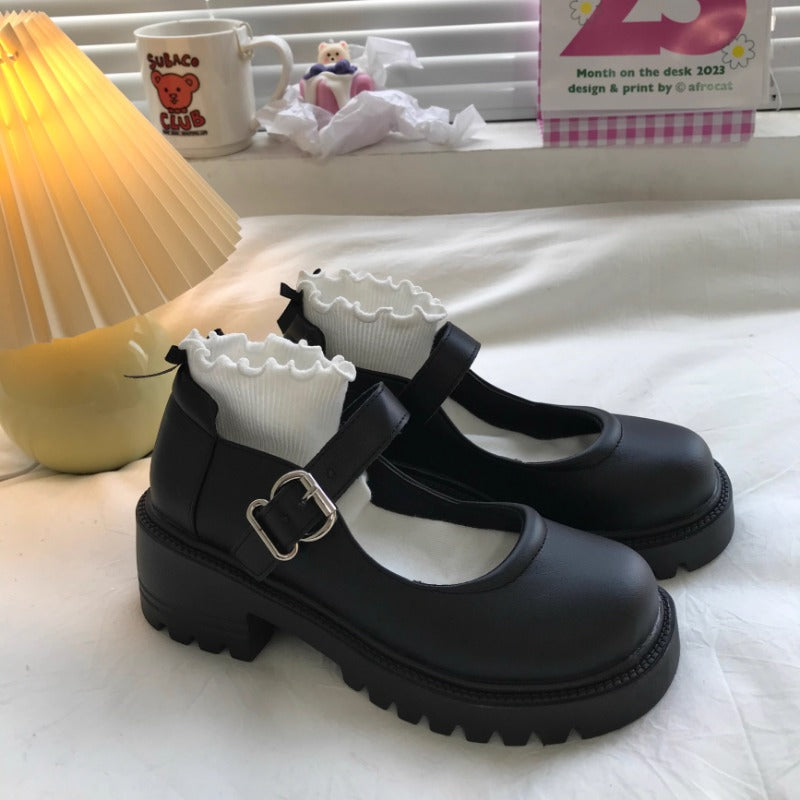 Black Buckle Mary Janes