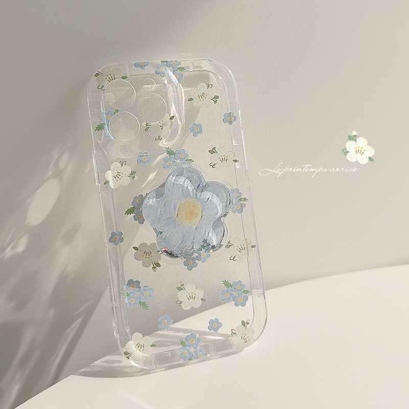 Transparent Baby Blue Flower Case