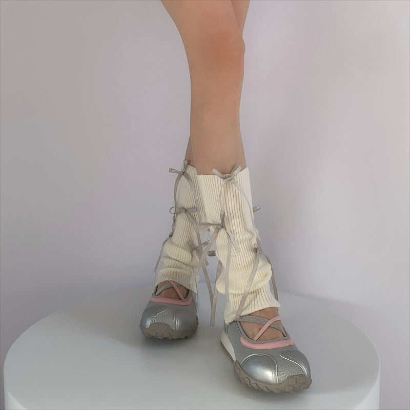 Stylish Ribbed Lace-Up Ankle Socks
