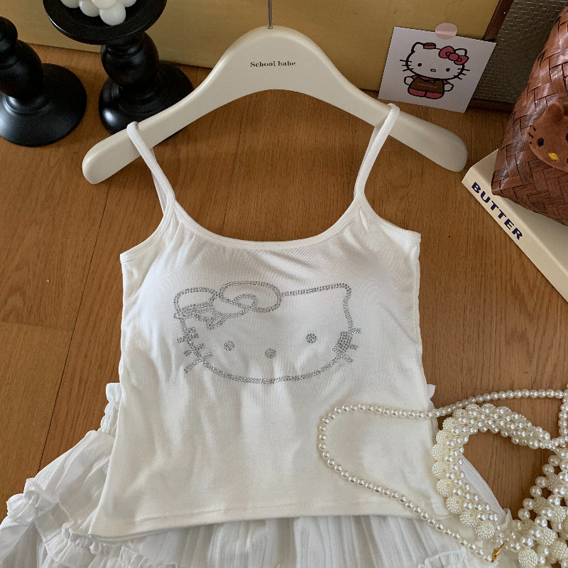 Rhinestone Kitty Cami