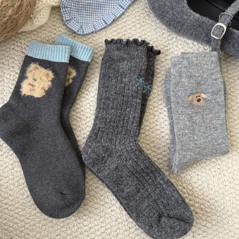 Cozy Critter Patterned Wool Socks