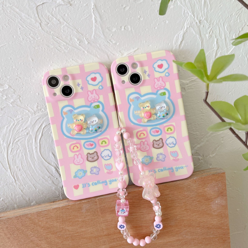 Pink Plaid Bear Case