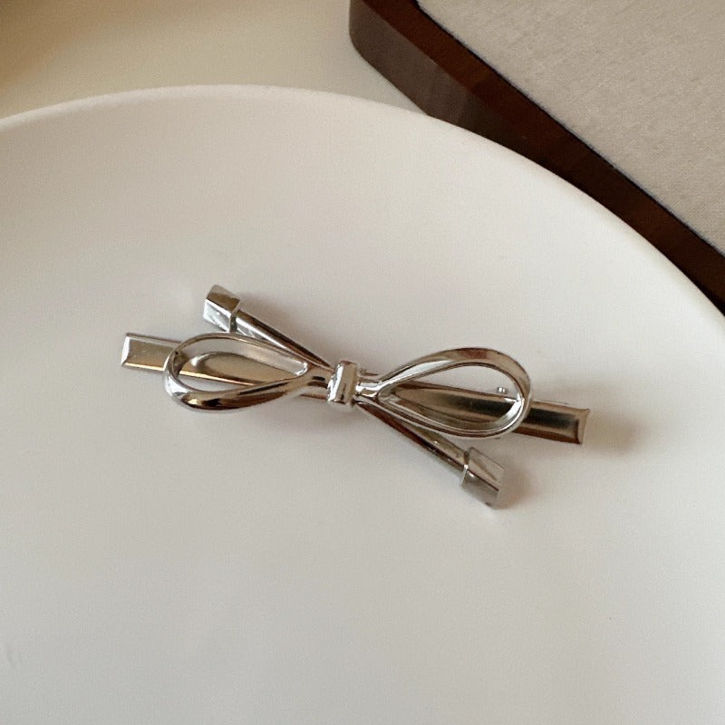 Silver Bow Hair Clips