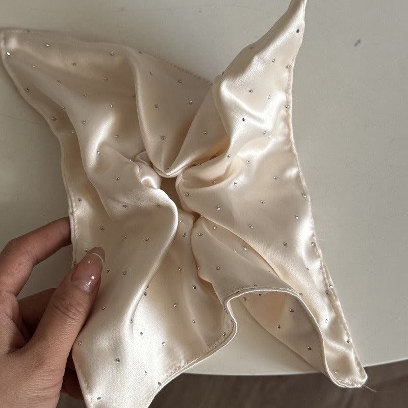 Sparkling Satin Rhinestone Bow Scrunchie
