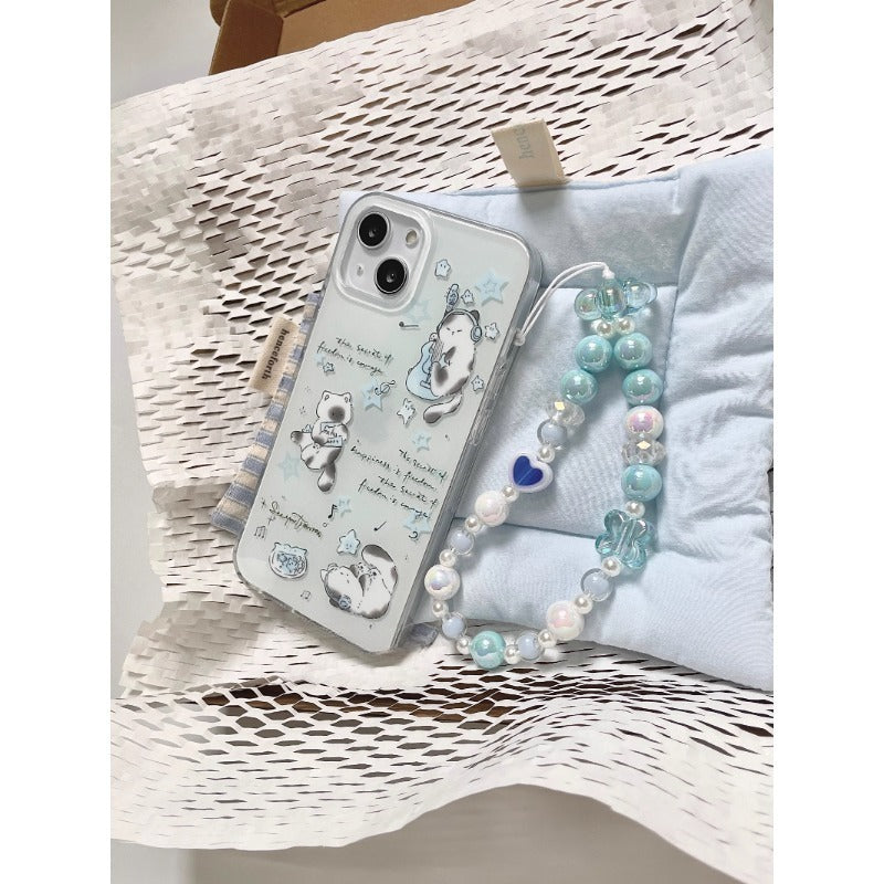 Blue Beaded Bear Phone Case