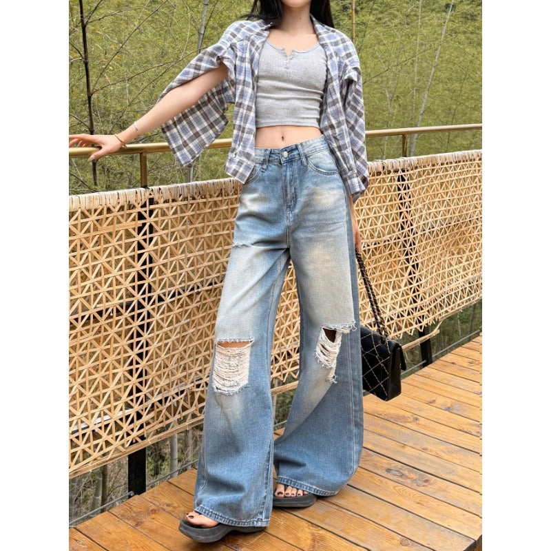 Ripped Wide-Leg Jeans
