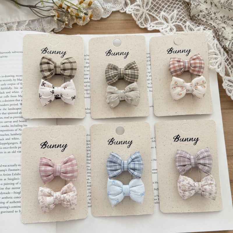 Vintage Plaid Cotton Bow Clips