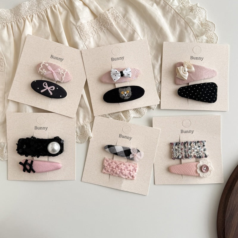 Bunny Pink Black Hair Clips
