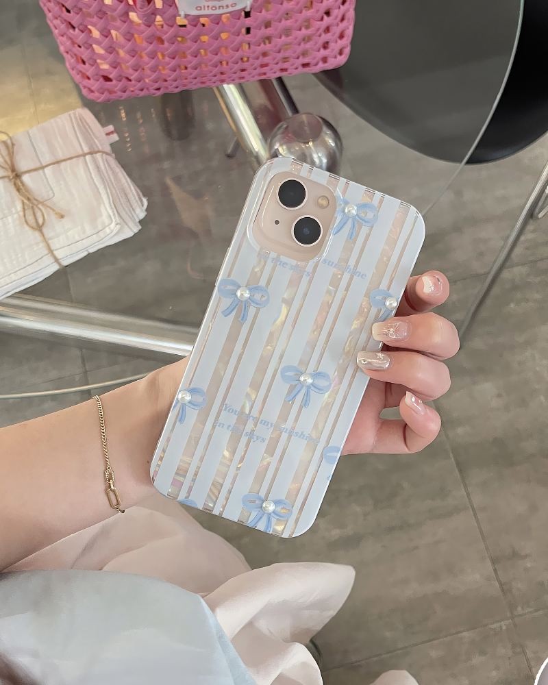 Pearl Bow Vertical Stripe Case