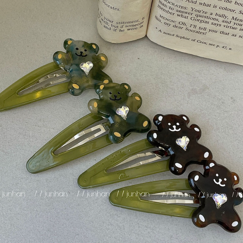 Mossy Teddy Hair Clip