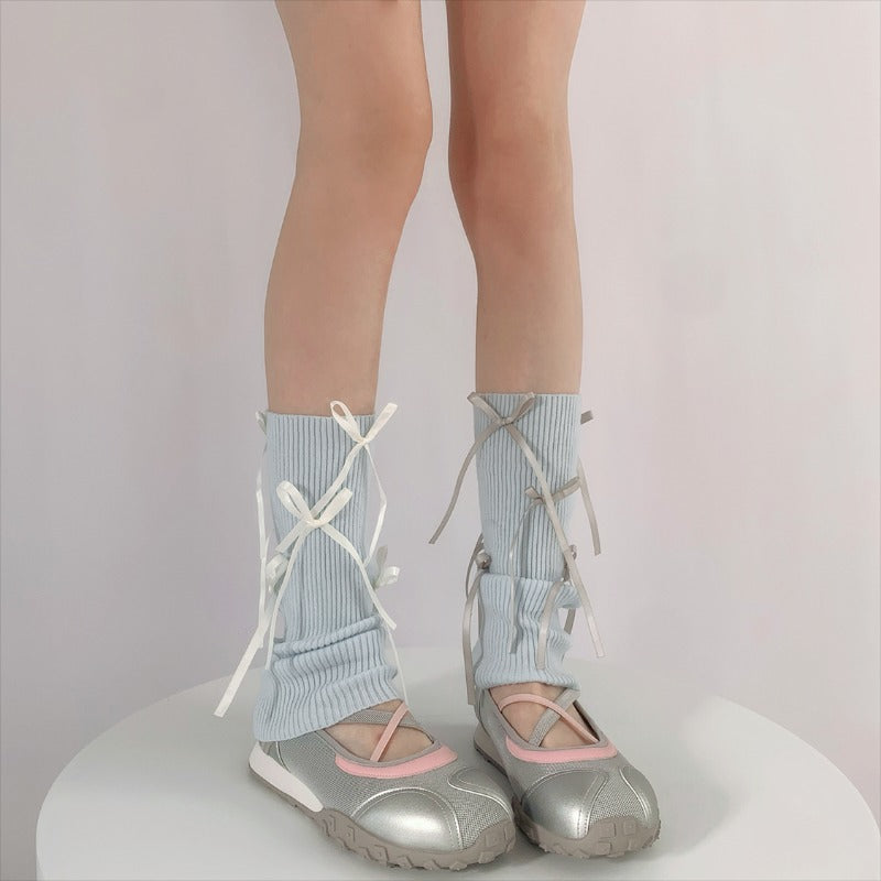Stylish Ribbed Lace-Up Ankle Socks