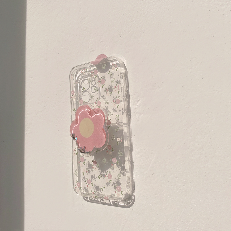 Transparent Pink Flower Case