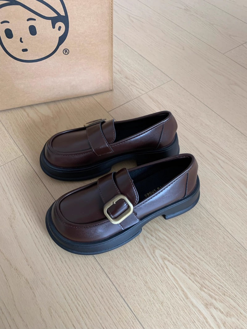 Classic Buckle Leather Loafers