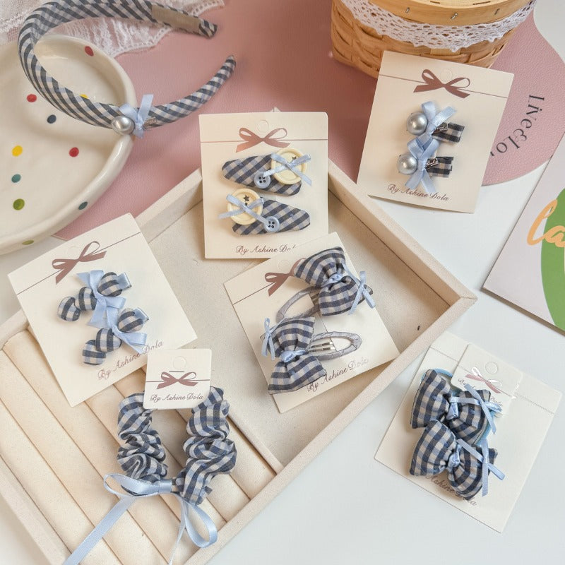 Gingham Bow Hair Clip Set