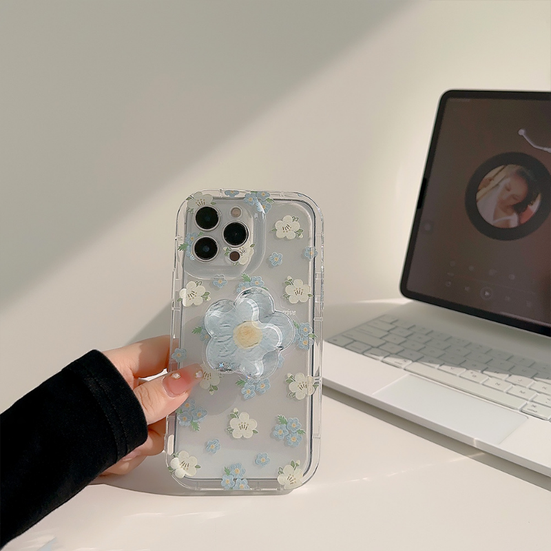 Transparent Baby Blue Flower Case