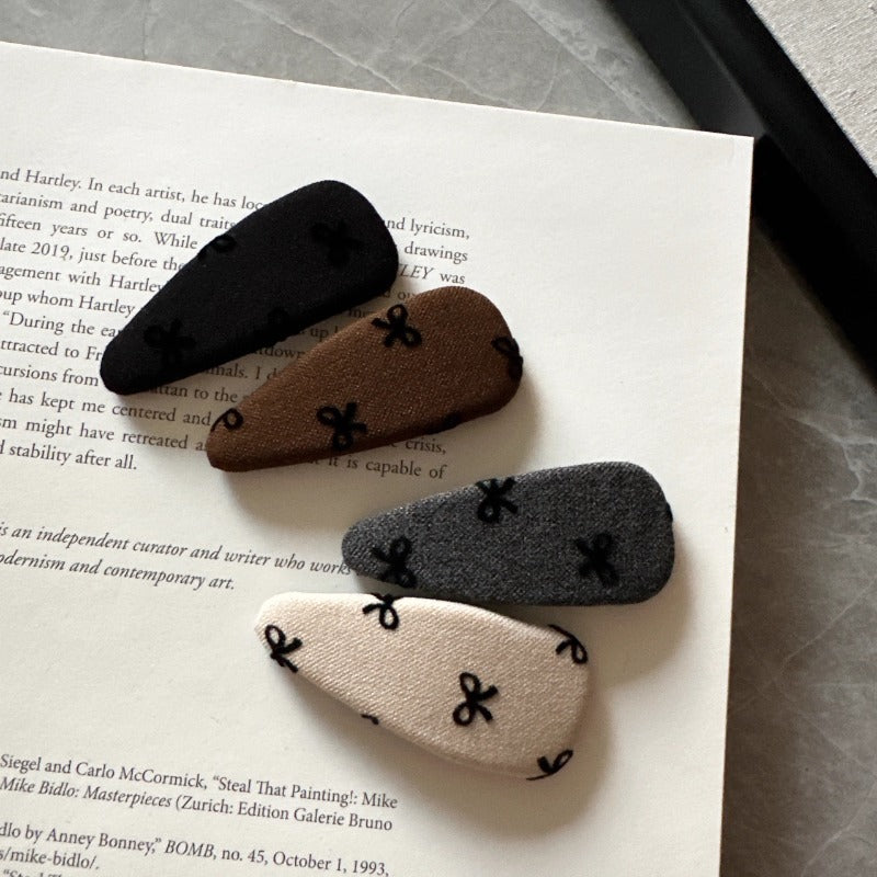 Embroidered Bow Hair Clips