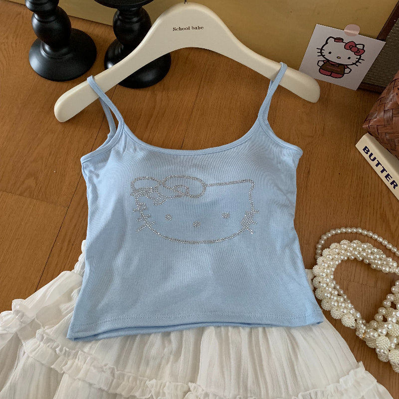 Rhinestone Kitty Cami