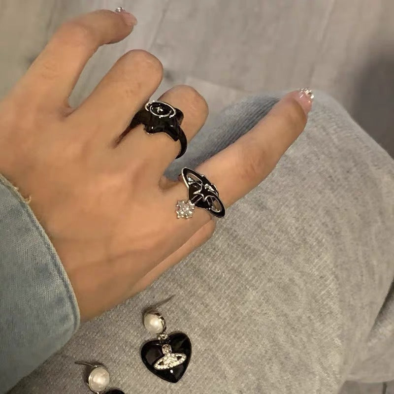 Noir Planet Rhinestone Ring