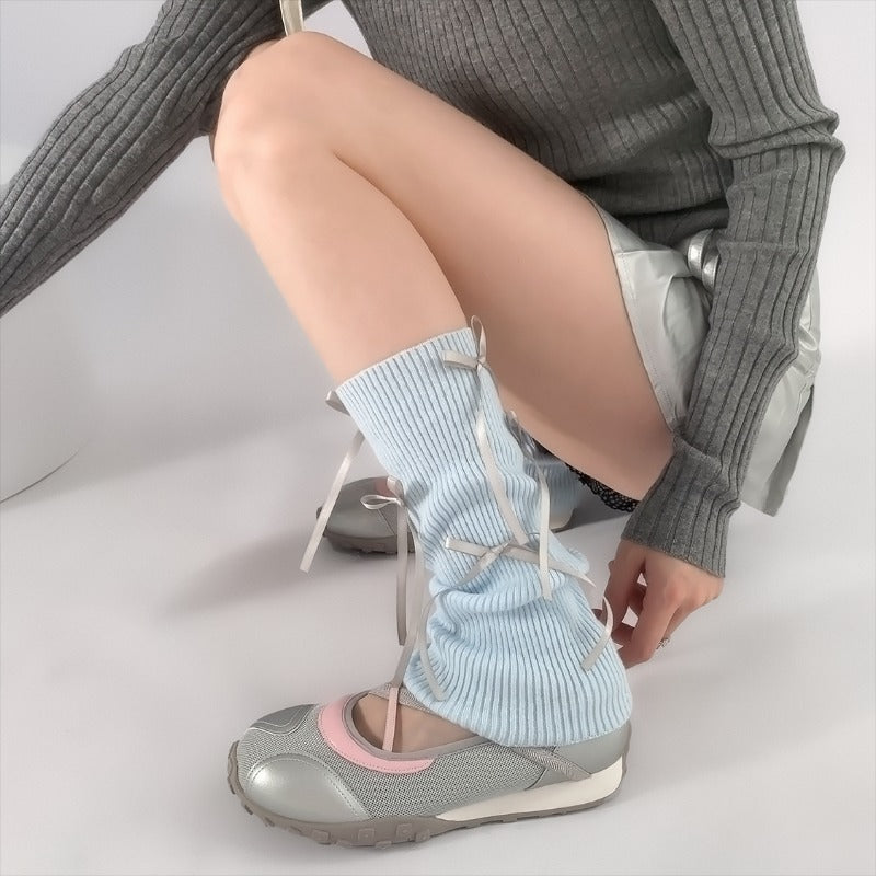 Stylish Ribbed Lace-Up Ankle Socks