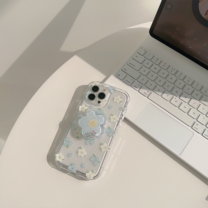 Transparent Baby Blue Flower Case