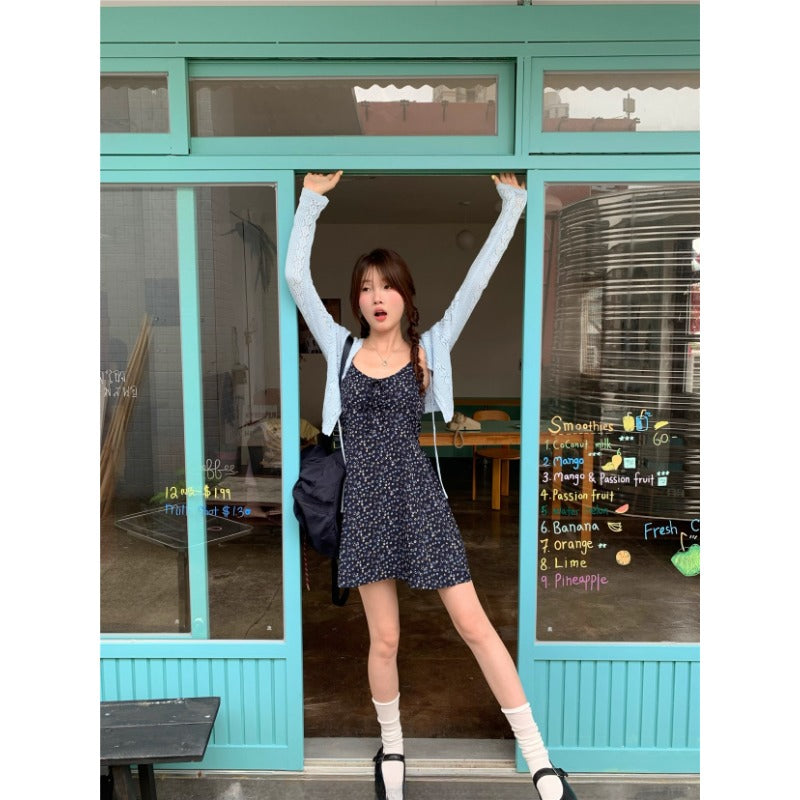 Floral Mini Dress Cardigan