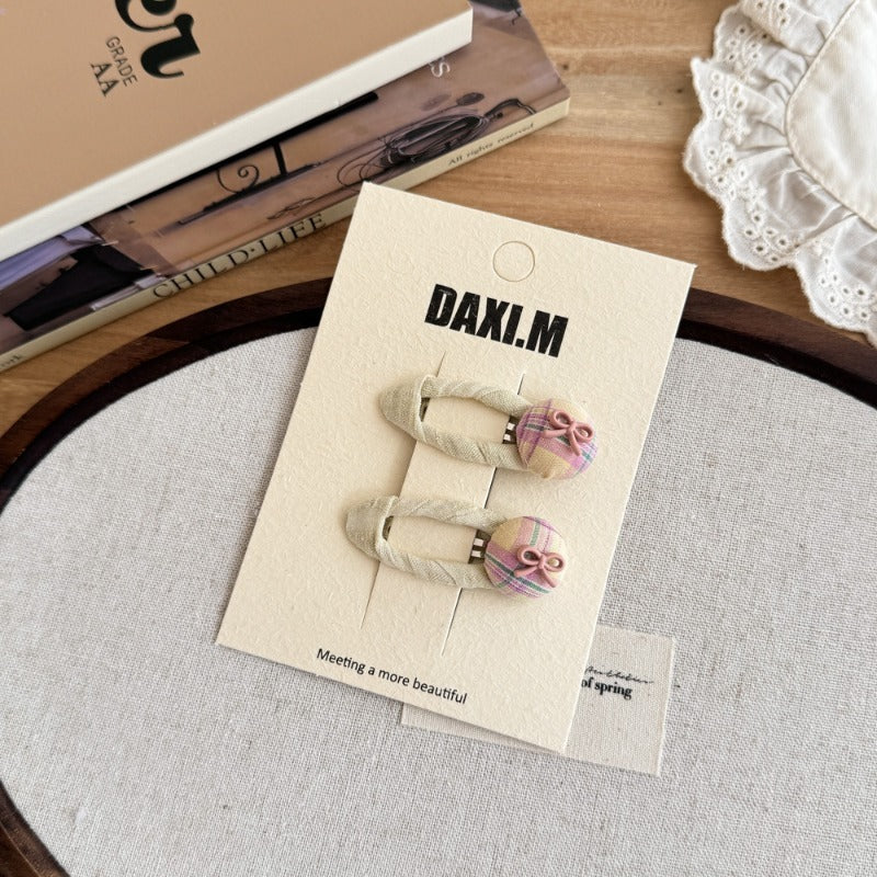 Pastel Plaid Hair Clip Set