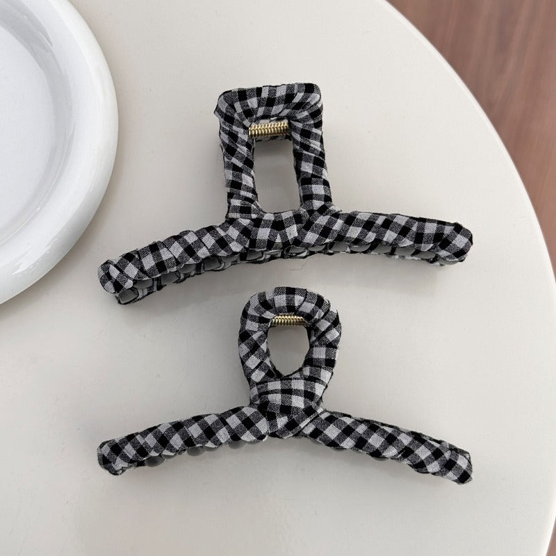 Black Gingham Hair Claw Clips