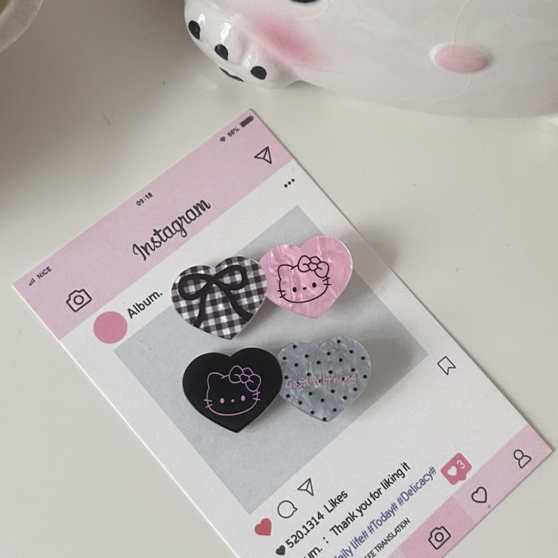 Adorable Hello Kitty Heart Clips