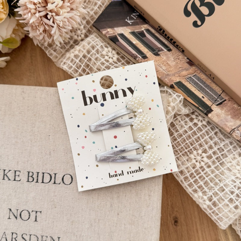 Elegant Silver Pearl Hair Clips