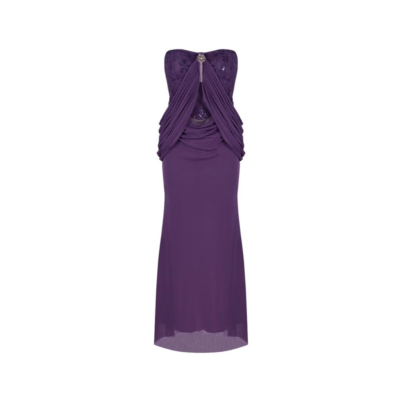 Ruched Off-Shoulder Evening Gown