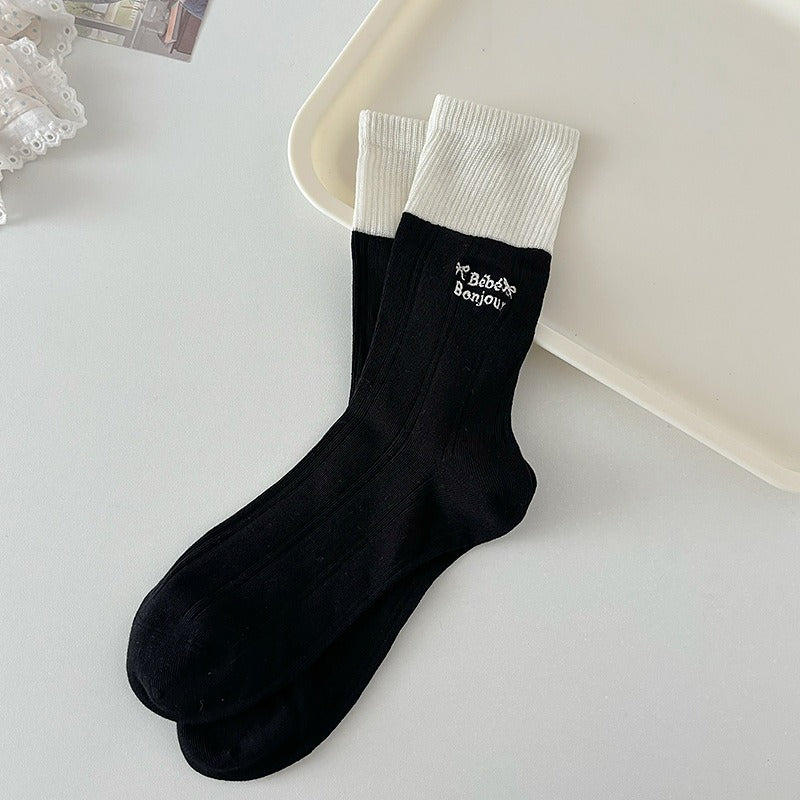 Contrast Colorblock Ribbed Socks