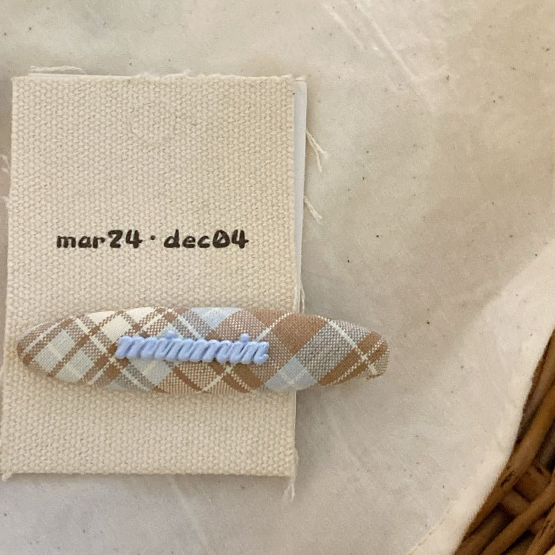 Plaid Embroidered Hair Clips
