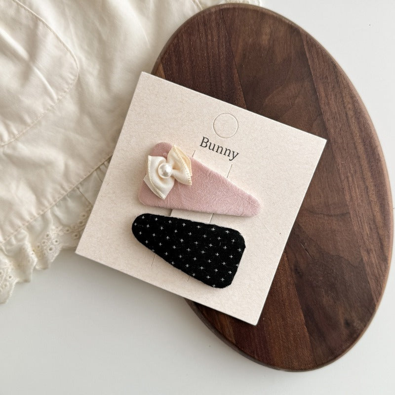 Bunny Pink Black Hair Clips