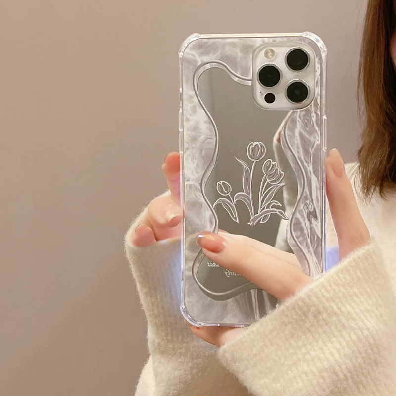 Tulip Doodle Mirror Case