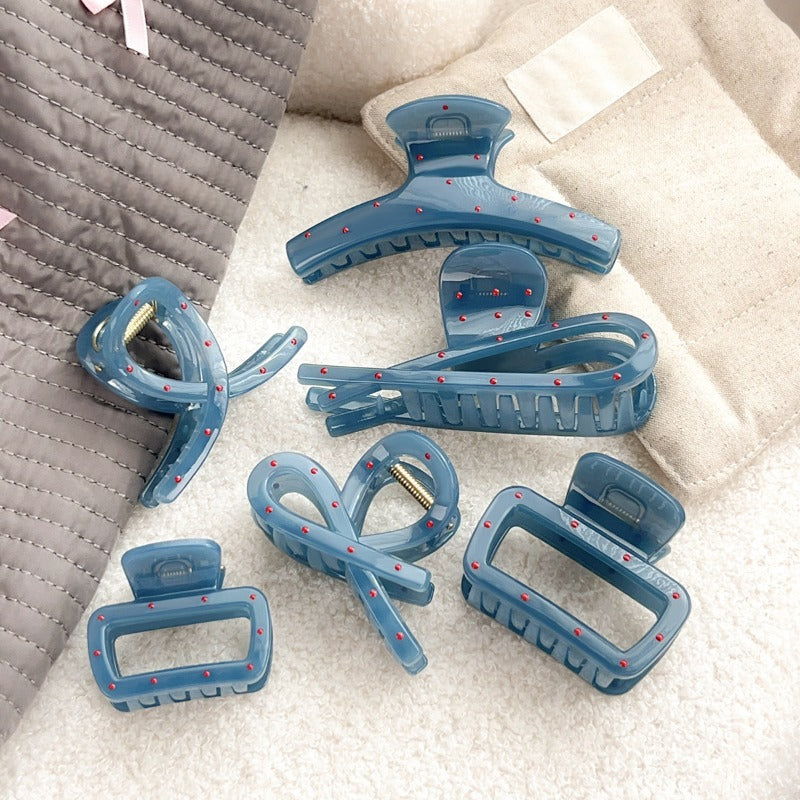 Blue Rhinestone Claw Clips