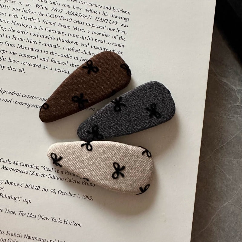 Embroidered Bow Hair Clips