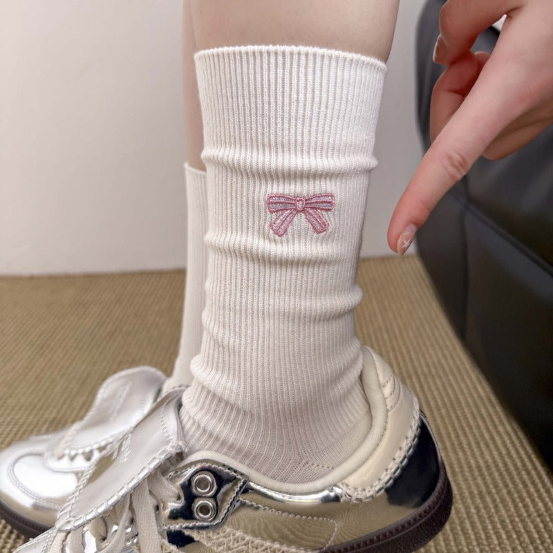 Sweet Pastel Bow Cotton Socks