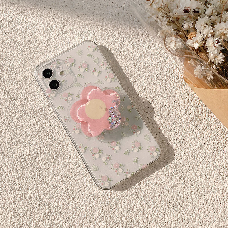 Transparent Pink Flower Case