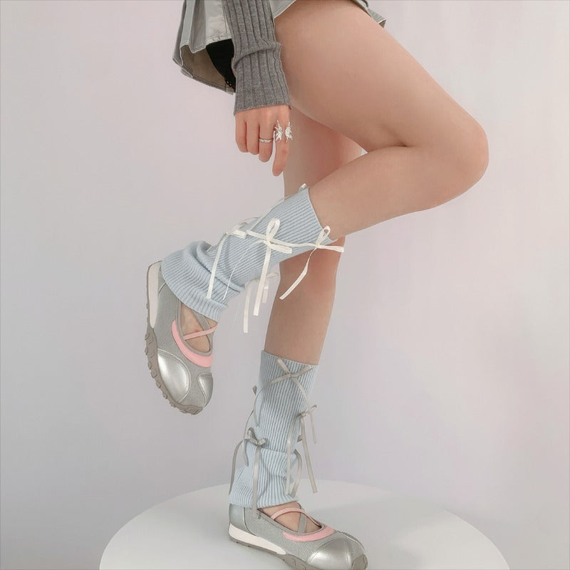 Stylish Ribbed Lace-Up Ankle Socks