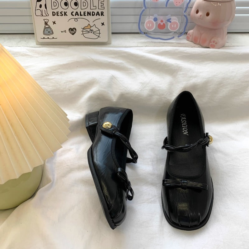 Glossy Bowknot Mary Jane Flats