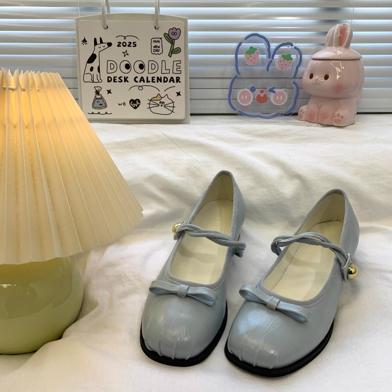 Glossy Bowknot Mary Jane Flats