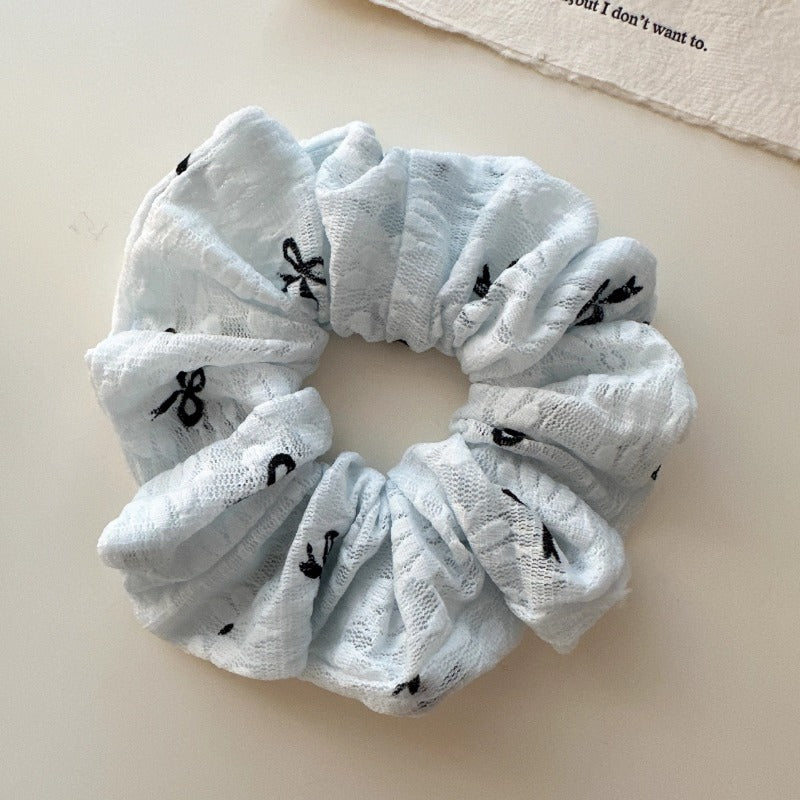 Lace Bow Print Scrunchies