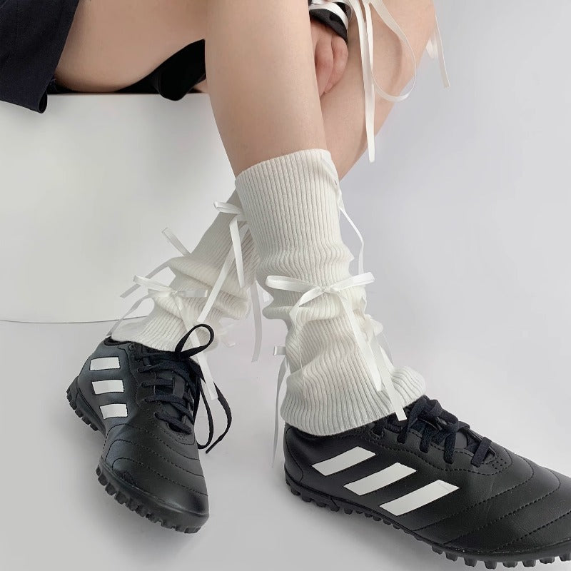 Stylish Ribbed Lace-Up Ankle Socks