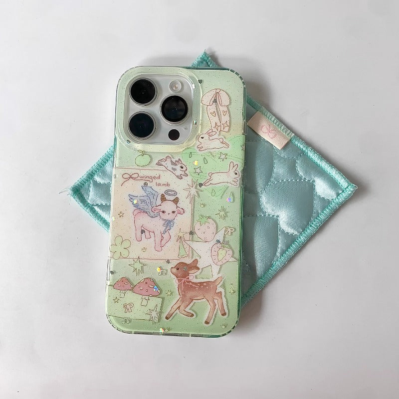 Mint Glitter Animal Case