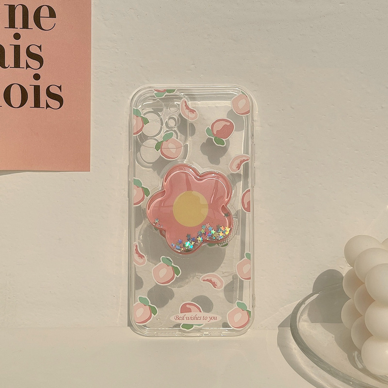 Transparent Pink Flower Case