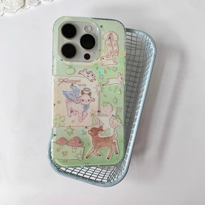 Mint Glitter Animal Case