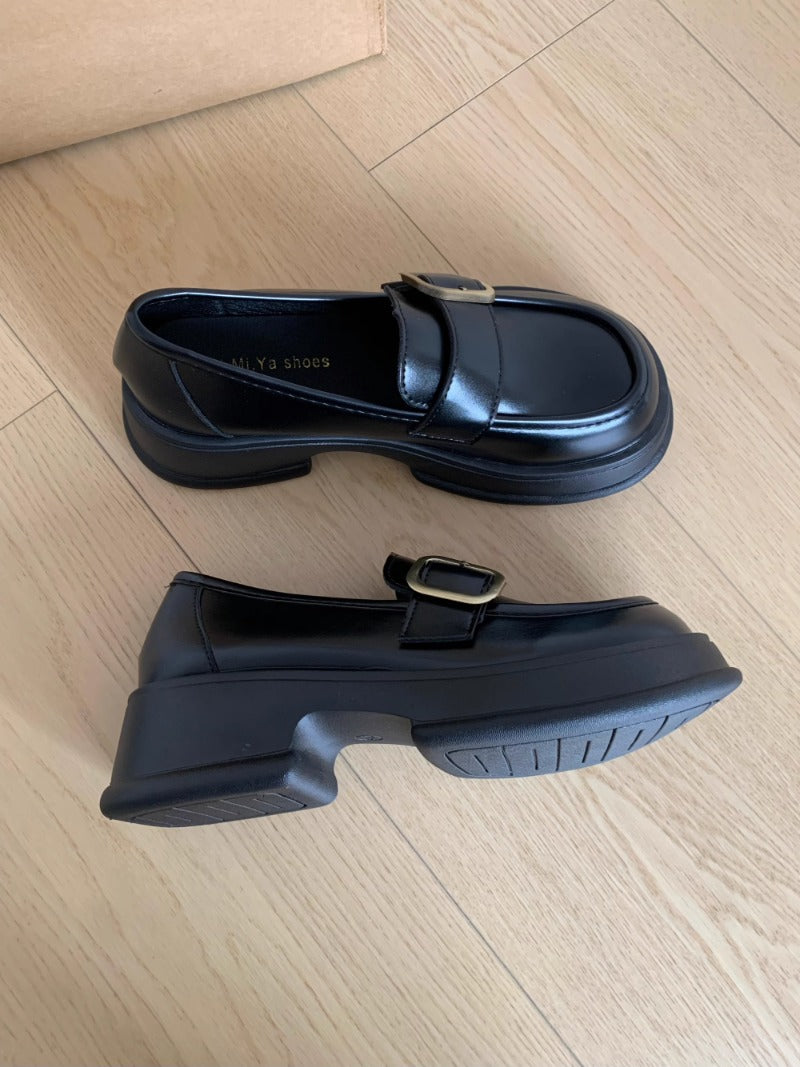 Classic Buckle Leather Loafers