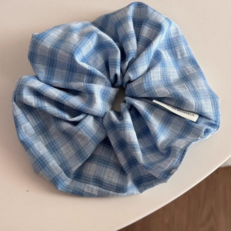 Blue Plaid Scrunchie Set