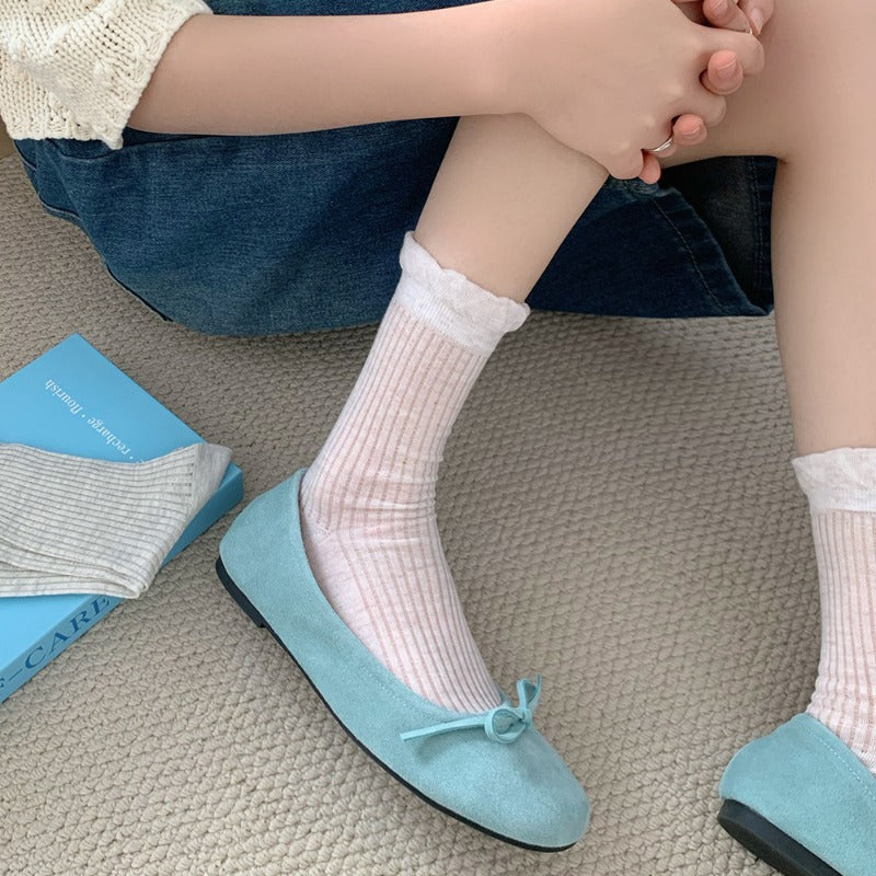 Ribbed Ruffle Top Socks