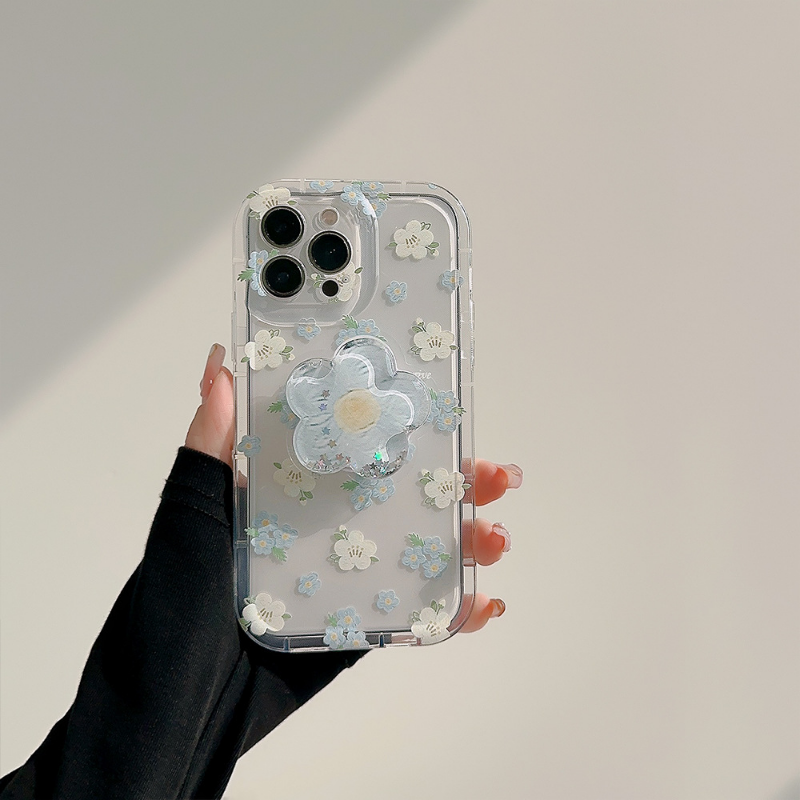 Transparent Baby Blue Flower Case